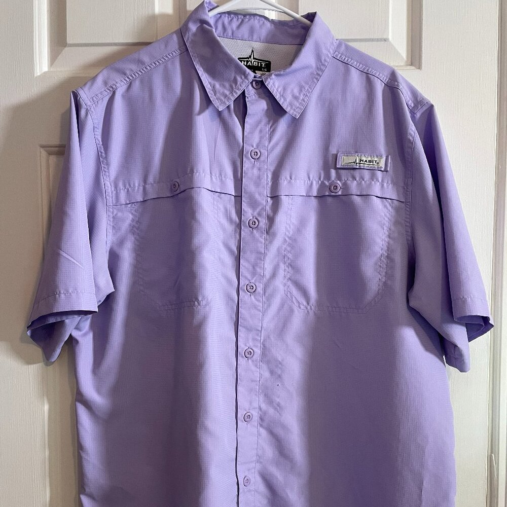 Large (L) Men's Purple Short Sleeve Sports Fishing Shirt